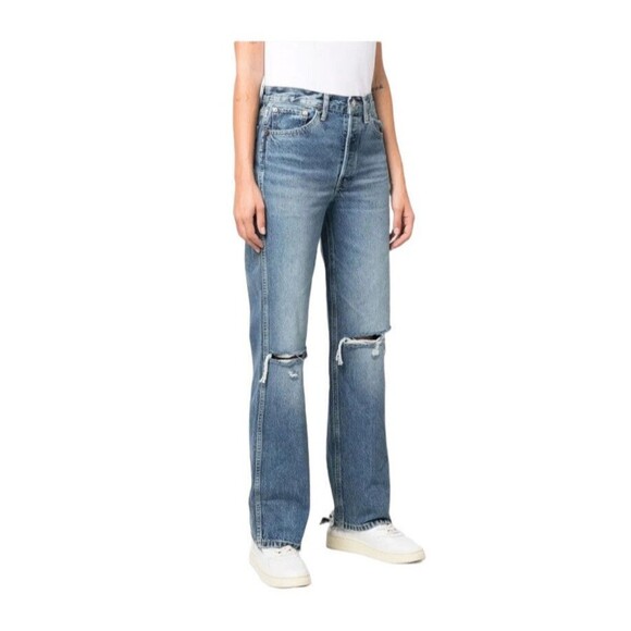 RE/DONE Women Jeans 90's High Rise Loose Destroyed Mar Button Fly Sz 29 NWT $325 - Picture 1 of 13